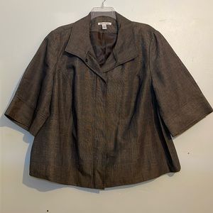 Kenneth Cole Jacket, Wide Elbow Length Sleeves in Brown w/ Tan, size 24W